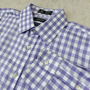 Nordstrom Check Shirt Men's 15 1/2 35 White Purple Traditioal Fit Wrinkle Free